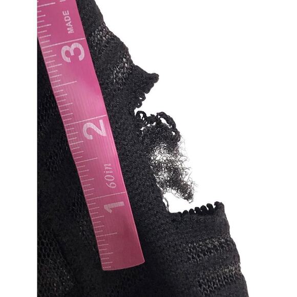 Esteban Cortazar Dress Sheer Lattice Sleeve Knit Turtleneck Sheath Mini Black XL - Picture 6 of 12